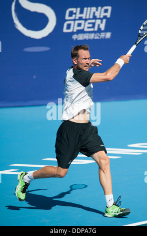 Matthew Ebden de l'Australie joue Richard Gasquet au premier tour de l'Open de tennis de la Chine à Beijing le 30/09/2012 Banque D'Images