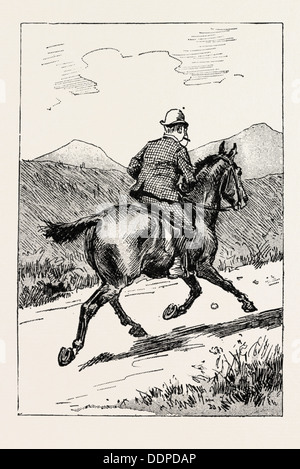 Un matin RIDE À Athènes, en Grèce, et à quelques miles trottinait gaiement le long de la grande route, tourner ni à droite ni à gauche Banque D'Images
