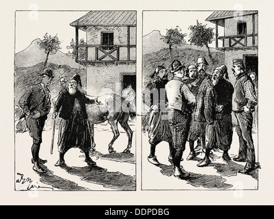 Un matin RIDE À ATHÈNES, GRÈCE, gravure 1890 Banque D'Images