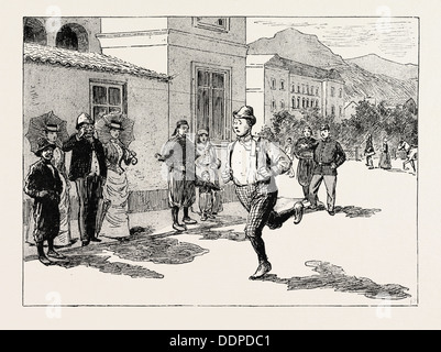 Un matin RIDE À Athènes, en Grèce, et dans ce triste sort, je ré-entrer dans Athènes, et faire le meilleur de mon chemin à mon hôtel Banque D'Images