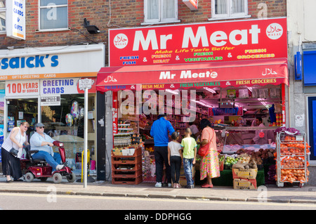 Monsieur halal butchers shop à Penge, le sud de Londres. Banque D'Images