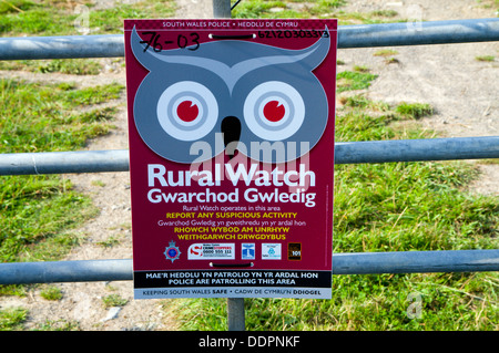 Signe de surveillance rurale, St Donats, Llantwit Major, Vale of Glamorgan, Pays de Galles, Royaume-Uni. Banque D'Images