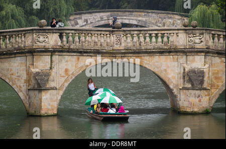 Les touristes en barque sur la rivière Cam à Cambridge UK Banque D'Images