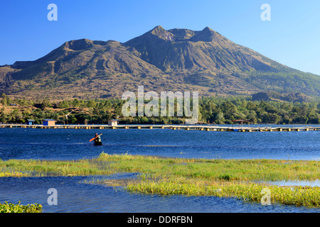 L'INDONÉSIE, Bali, Danau Batur Lake et de Gunung Batur Volcano Banque D'Images