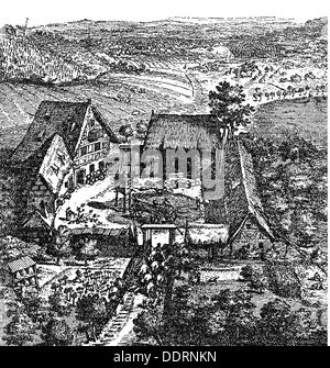 Guenther XXI, 1304 - 14.6.1349, comte de Schwarzburg-Blankenburg, antiroi allemand 1349, pleine longueur, après la pierre de tête dans la cathédrale de Francfort, XIVe siècle, gravure en bois, XIXe siècle, Banque D'Images