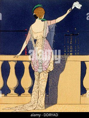 Adieu 'la nuit', de la conception pour une robe de soirée par Jeanne Paquin, au début du xxe siècle. Artiste : Georges Barbier Banque D'Images