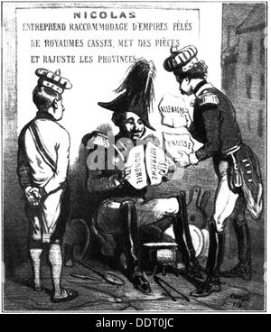 Nicolas I Pavlovich, 6.7.1796 - 2.3.1855, empereur de Russie 19.11.1825 - 2.3.1855, demi-longueur, essayant de rassembler les empires de ses alliés Autriche et Prusse, lithographie de Cham (1819 - 1879), 1840, Banque D'Images