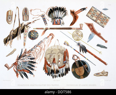 'Indian les ustensiles et les armes", 1843. Artiste : Du casse Banque D'Images