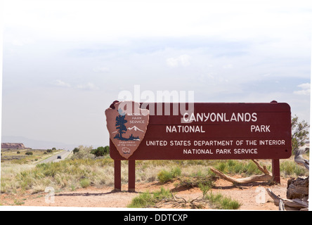 Canyonlands National Park Entrance sign ; l'emplacement est Moab, Utah, USA. Banque D'Images