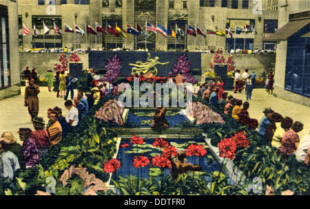 Le Channel Gardens, Rockefeller Center, New York, 1951. Artiste : Inconnu Banque D'Images