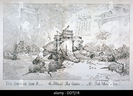 'L'apostat Jack R - le rat catcher politique - NB. Le rat pris vivants !', 1784. Artiste : Thomas ROWLANDSON Banque D'Images