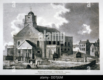 Eglise St Mary Newington, Newington Butts, Southwark, Londres, 1824. Artiste : Anon Banque D'Images