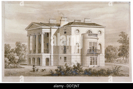 Vue de Sud Villa dans Regent's Park, Londres, 1827. Artiste : Thomas Hosmer Shepherd Banque D'Images