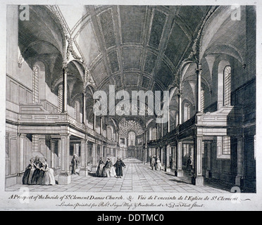 Intérieur de St Clement Danes Church, Westminster, Londres, 1751. Artiste : Anon Banque D'Images