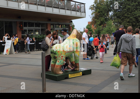 Le GoGoGorillas piscine route de l'art, les 54 et 67 de taille bébé gorilles sont exposés à différents endroits autour de Norwich Banque D'Images