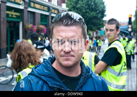 Londres, Royaume-Uni. 7 septembre 2013. Tommy Robinson participe à la protestation contre ce que l'EDL ne voit que l'influence de l'Islam dans la région de Tower Hamlets. Credit : Piero Cruciatti/Alamy Live News Banque D'Images