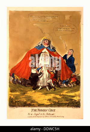 La Circé moderne ou une suite du jupon, gravure 1809, Mme Mary Anne Clarke, le port du Duke of York's manteau militaire Banque D'Images