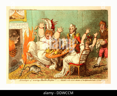 Avantages de porter des robes de mousseline !, Gillray, James, 1756-1815, graveur, [Paris]  : H. Humphrey, 1802, une grosse dame Banque D'Images