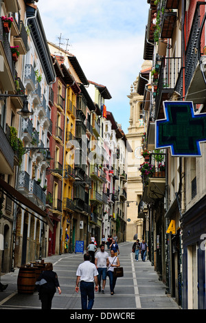 Colourfull quelques rues de la capitale,la vie en appartement, magasins, cafés, bars à tapas,Hôtels,Architecture,Pamplona Navarre,Espagne, Banque D'Images