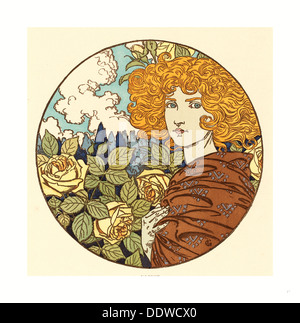 Eugène Grasset, Jalousie (la jalousie), français, 1841, 1917 Lithographie colorée à la main Banque D'Images