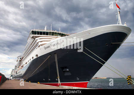 Mme la reine Victoria cruise navire exploité par la Cunard Line a accosté à Copenhague, Danemark Banque D'Images