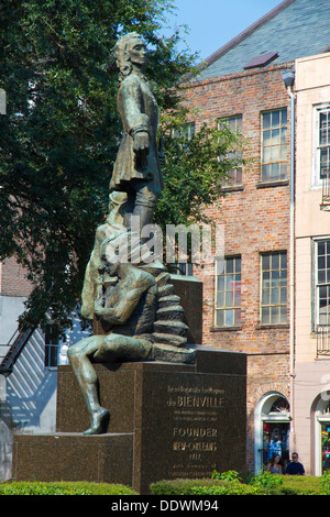 Jean Baptiste Le Moyne de Bienville statue, fondateur de New Orleans, New Orleans, LA, USA Banque D'Images