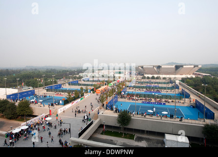 Vue depuis la cour de diamants sur le Centre National de tennis à Beijing, l'emplacement de la WTA Open de Chine / tournois ATP. 7/10/2011 Banque D'Images