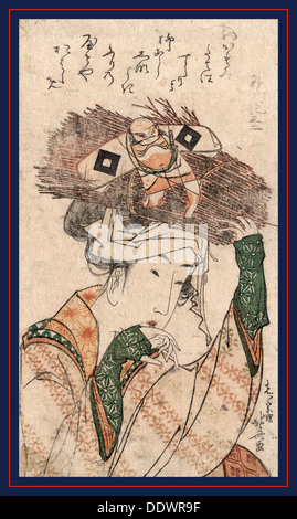 Oharame, Village girl de Ohara. [Ca. 1799], 1 tirage : gravure sur bois, couleur ; 18,7 x 10,5 cm., imprimer montre la tête-et-épaules Banque D'Images
