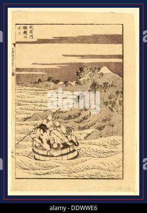 Pas okegoe Ooigawa fuji, l'affichage Le Mont Fuji à partir d'un seau bateau sur la rivière Oi. [Ca. 1836], 1 : impression gravure sur bois ; 21,2 x Banque D'Images