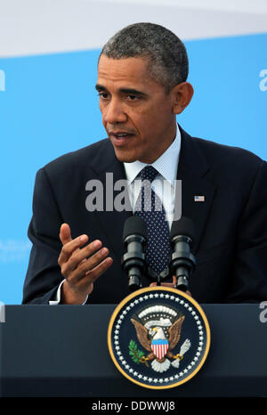 6 Septembre, 2013 - Saint-Pétersbourg, Russie - le président américain Barack Obama donne une conférence de presse le jour de la clôture du Sommet du G20 de Saint-Pétersbourg. (Crédit Image : © Andreï Pronin/ZUMA/ZUMAPRESS.com) fil