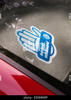 Pas de texter au volant autocollant sur voiture, USA Banque D'Images