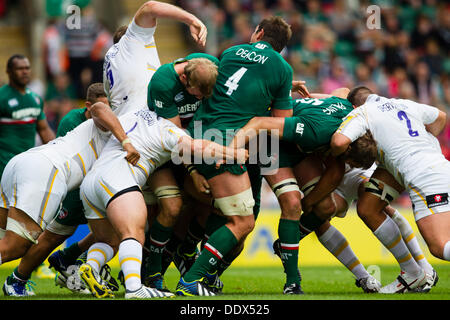 Leicester, Royaume-Uni. Sep 8, 2013. Action de la Aviva Premiership match entre Leicester Tigers et Worcester Warriors joué à Welford Road, Leicester Crédit : Graham Wilson/Alamy Live News Banque D'Images