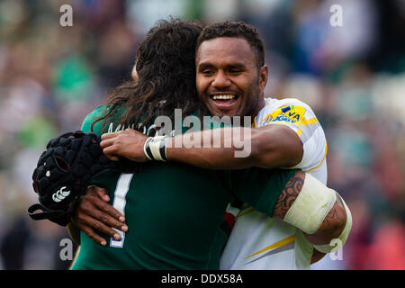 Leicester, Royaume-Uni. Sep 8, 2013. Action de la Aviva Premiership match entre Leicester Tigers et Worcester Warriors joué à Welford Road, Leicester Crédit : Graham Wilson/Alamy Live News Banque D'Images