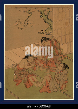 Kubihiki, cou remorqueur de la guerre. [Entre 1770 et 1773], 1 tirage : gravure sur bois, couleur ; 26,6 x 19,3 cm., Imprimer affiche deux garçons regardant Banque D'Images