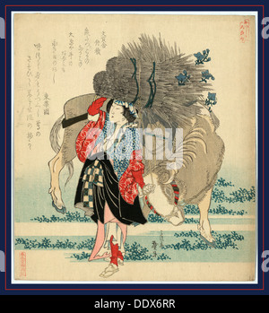 Oharame, Oharame : village girl de Ohara. 1829., 1 : impression gravure sur bois, couleur ; 20,6 x 18,7 cm., montre une impression de oharame Ohara Banque D'Images