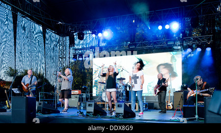 Groupe de rock tchèque Hudba Praha, 7 août 2013 : Fête des vendanges - Dočesná, ville de Žatec Banque D'Images