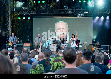Groupe de rock tchèque Hudba Praha, 7 août 2013 : Fête des vendanges - Dočesná, ville de Žatec Banque D'Images