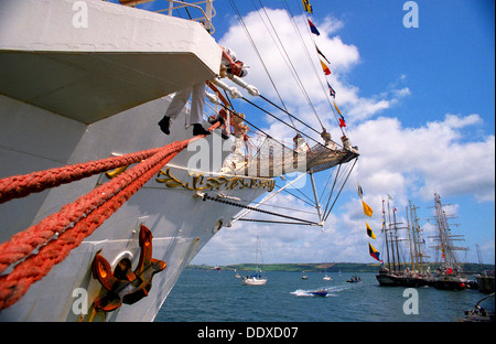 Tall Ship's Race préparations, Falmouth, Cornwall. 1998 Banque D'Images