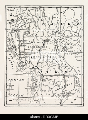 Plan de l'INDO-CHINE, MONTRANT LA BIRMANIE ET PAYS LIMITROPHES Banque D'Images