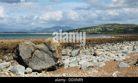 Au Boulder Station sur Shell Island North Wales UK Banque D'Images