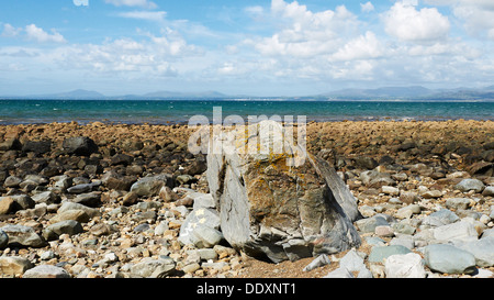 Au Boulder Station sur Shell Island North Wales UK Banque D'Images