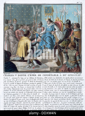 "Charles V présente l'épée du Connétable Du Guesclin d', 1370 (1789). Artiste : Louis François Segent-Marceau Banque D'Images