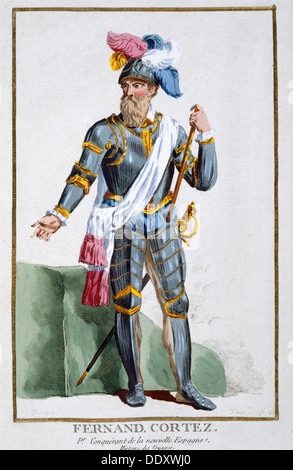 Hernán Cortés, conquistador Espagnol, (1780). Artiste : Pierre Duflos Banque D'Images