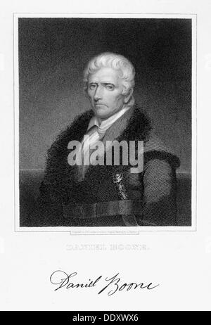 Daniel Boone, pionnier américain et Hunter, (19e siècle). Artiste : James Barton Longacre Banque D'Images