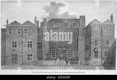 "Maison d'Oliver Cromwell, Clerkenwell Close', Londres, 19e siècle. Artiste : Inconnu Banque D'Images