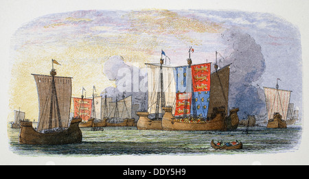 Bataille de Sluys, 1340. Artiste : James William Edmund Doyle Banque D'Images