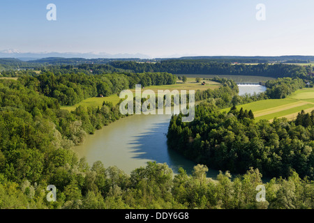 Boucle de la rivière Lech, près de Epfach, vus de Reichling Banque D'Images