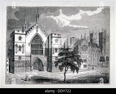 Westminster Hall de New Palace Yard en vue de l'abbaye de Westminster, Londres, c1820. Artiste : W Hughes Banque D'Images