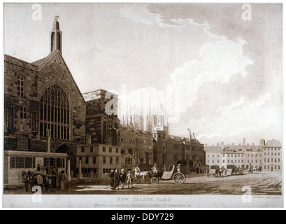 New Palace Yard et l'entrée de Westminster Hall, Londres, 1782. Artiste : Thomas Malton II Banque D'Images