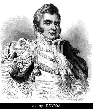 Charles Ferdinand, 24.1.1778 - 14.2.1820, duc de Berry, portrait, gravure en bois après Ronjat, XIXe siècle, Banque D'Images